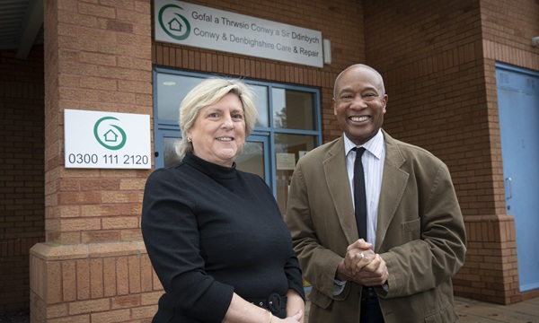 Pictured are Lynda Colwell; Chief Officer and Clifton Robinson; chair of Conwy and Denbighshire Care & Repair.
