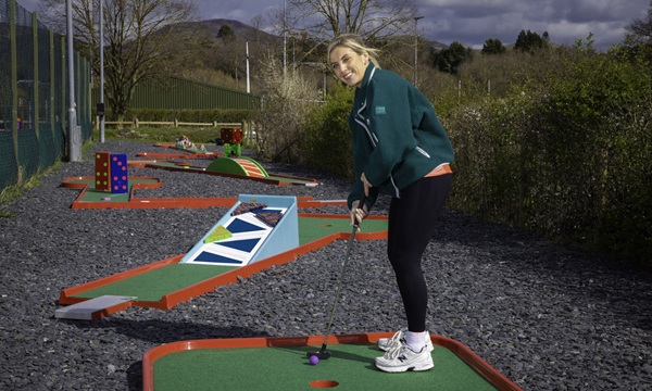 The Centre, Llanfwrog, Ruthin opens up a crazy golf course. Pictured Katie Edwards of The Centre at the new Crazy golf course.