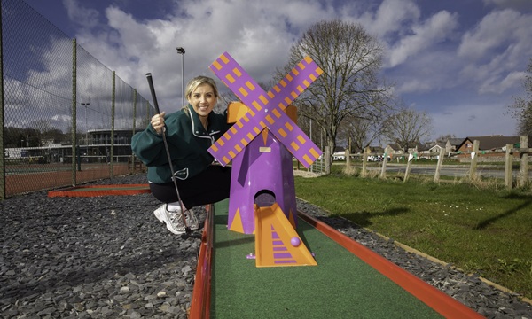 The Centre, Llanfwrog, Ruthin opens up a crazy golf course. Pictured Katie Edwards of The Centre at the new Crazy golf course.