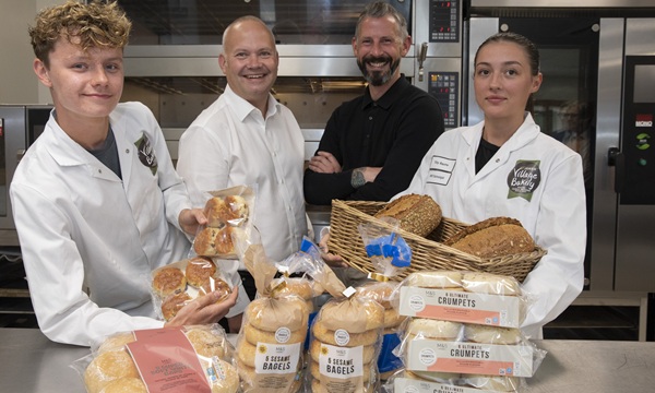 Village Bakery ' Wrexham Pictured( Left and Right ) are Josh Williams and Tilly Squire with Simon Thorpe and Jason Page. Picture Mandy Jones