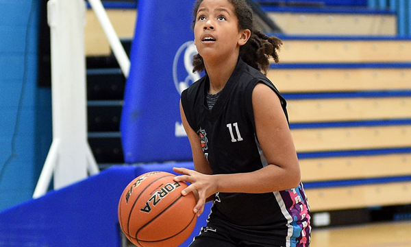 A young basketball player at Tribal Basketbal