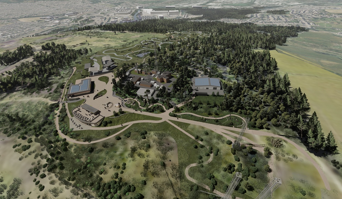 Aerial view cable car Skyline Swansea project