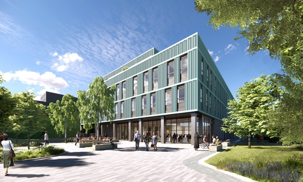 An architectural illustration of the Calon building for USW