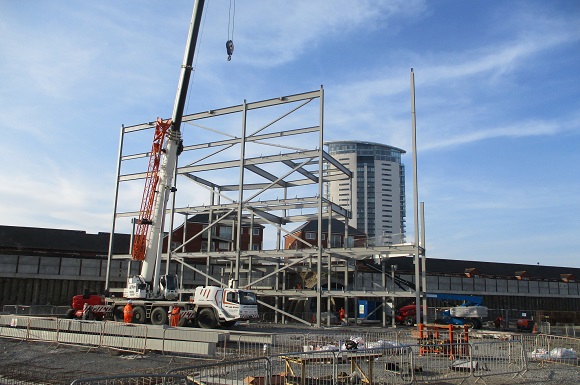 Swansea Skyline Changing as Arena Steel Structures Rise