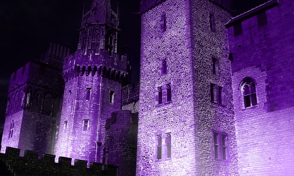 Cardiff Castle has previously been lit up to celebrate Cardiff's Purple Flag status