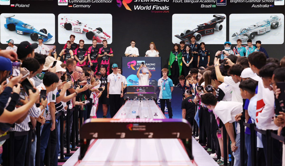 Young people competing at a STEM Racing event