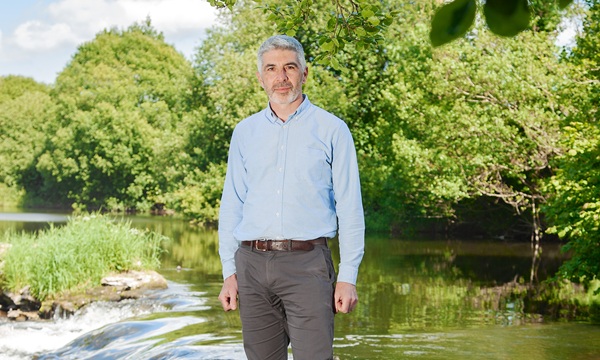 Derek Walker, Future Generations Commissioner for Wales, at the River Teifi at Newcastle Emlyn. Image by Mark Griffiths. 8