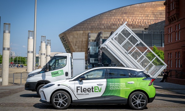 FleetEV's vehicles at a recent Senedd event in Cardiff Bay