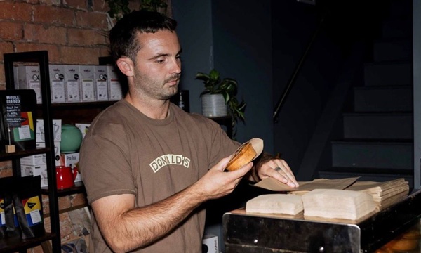 Gareth manning the Donald's Pies pop up