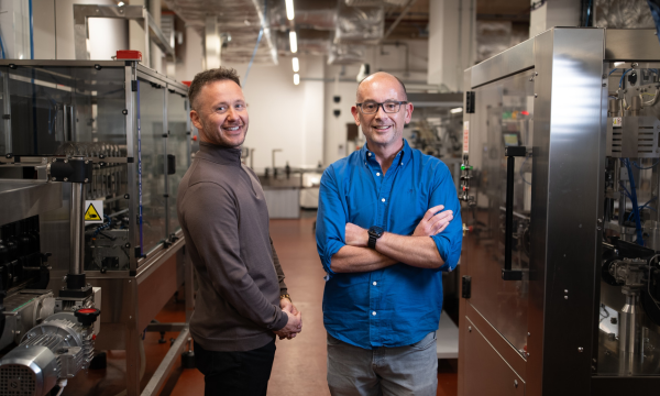 Dai Wakely (Master Distiller) left, and Chris Leeke (Managing Director of Hensol Castle Distillery) at the state of the art bottling plant