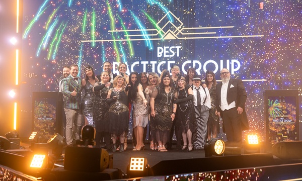 Julian Davies Opticians team accepting their award for Best Practice Group