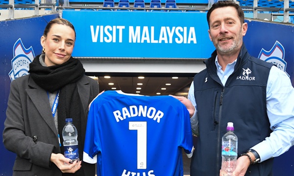 Leon Tarr, Radnor Hills Business Development Manager and Zoe Jenkins, Cardiff City FC Partnerships Manager