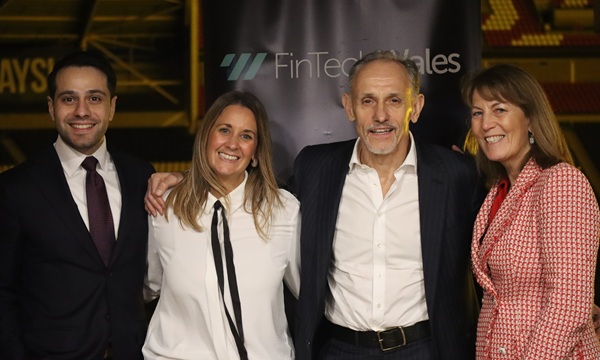 (LtR) Nick Gasbarro, Chief of Staff, QED Investors, Sarah Jones, CEO of FinTech Wales, Nigel Morris, Co-founder and Managing Partner of QED Investors, and Sarah Williams-Gardener, Chair of FinTech Wales.