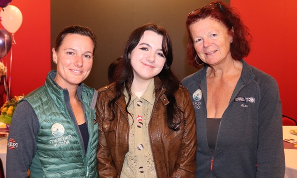 Meghan Smyth with Merched y Mor rowers Liz Collyer and Helen Heaton