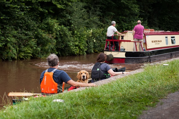Dog on a boat on the Monmouthshire and Brecon Canal - Canal River Trust