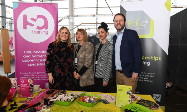 Some of the training providers and apprentices who exhibited and shared their experiences.