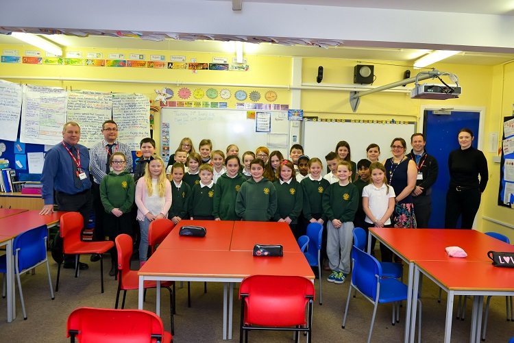 Staff and pupils from Morganstone and St Mary's