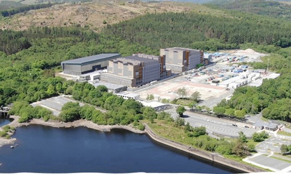 Trawsfynydd nuclear power station - Illustration of how the reactor buildings will look upon project completion. Credit - NRS