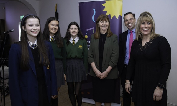 Wrexham Business professionals; Pictured Emily Stephenson, Llio Lloyd Salisbury , Mali Tudur, Lesley Griffiths,MS , Ken Skates, MS and Heather Powell ; Music cooperative