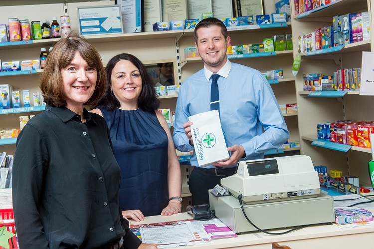 Tuesday  06 September 2016 Pictured:Betsan Powell (JCP) Gareth Harlow and Penny Griffiths from Penygroes Phrarmacy Re: JCP have done the legal work for Gareth and Penny, who have just bought Penygroes Pharmacy