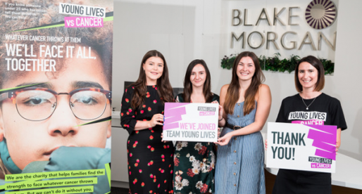 Blake Morgan Announces Charity Partnership to Raise Funds for Young People with Cancer