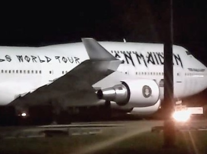 Iron Maiden’s New Boeing 747 Plane Arrives At Cardiff Airport