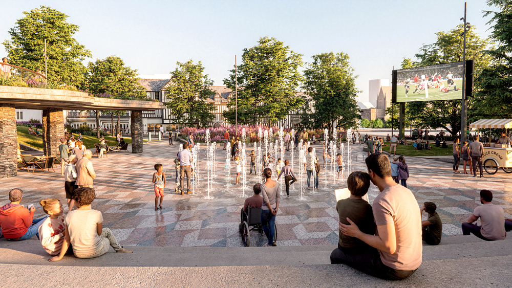 Water How the new water feature will look in Swansea’s Castle Square Gardens from next year. Pic: Swansea Council/ACME