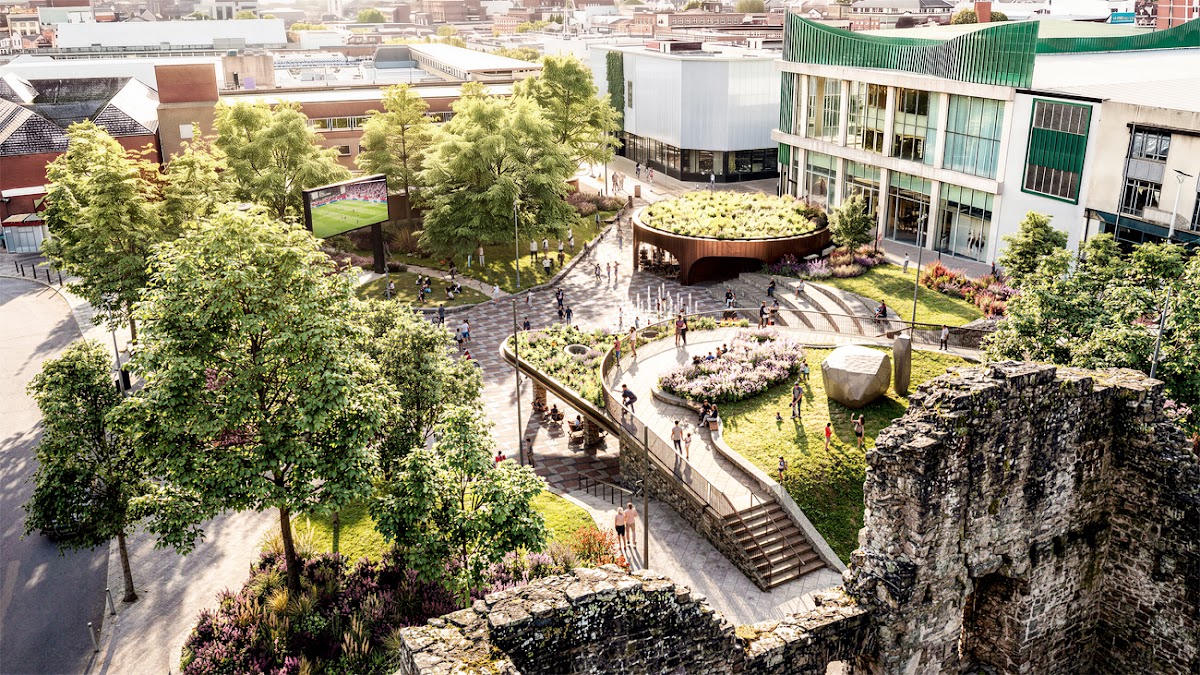 Aerial An aeriel view of how Swansea’s Castle Square Gardens will look from next year. Pic: Swansea Council/ACME