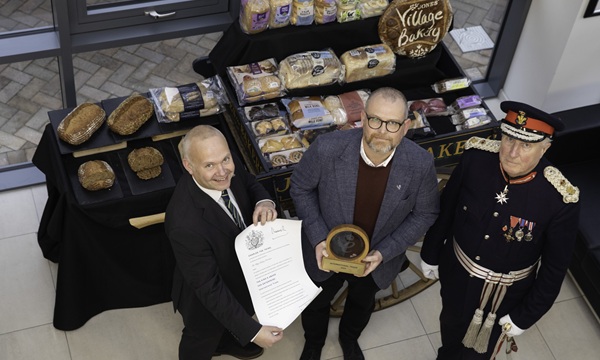 The Lord Lieutenant of Clwyd, Mr Harry George Fetherstonhaugh, OBE visit to Village Bakery, Wrexham to present The Kings Award for Enterprise , International trade. Picture Mandy Jones